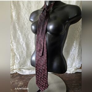 Roberta di Camerino Burgundy Floral Silk Necktie Italy